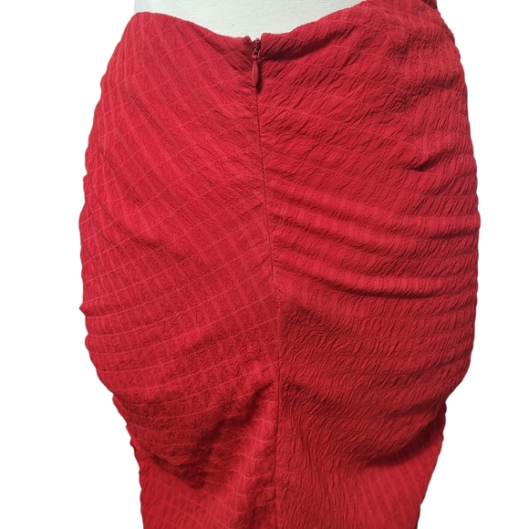 Revolve Lovers + Friends Brooke Cherry Red Ruched Slit Midi Skirt Small - Picture 6 of 10